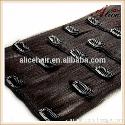 Cheap indian remy double drawn clip hair extensions